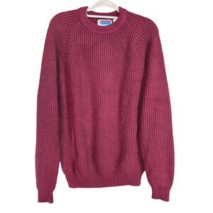 Vintage Sweater Graphix Burgundy Maroon Ribbed Knit Sweater M Acrylic Crew Neck‎